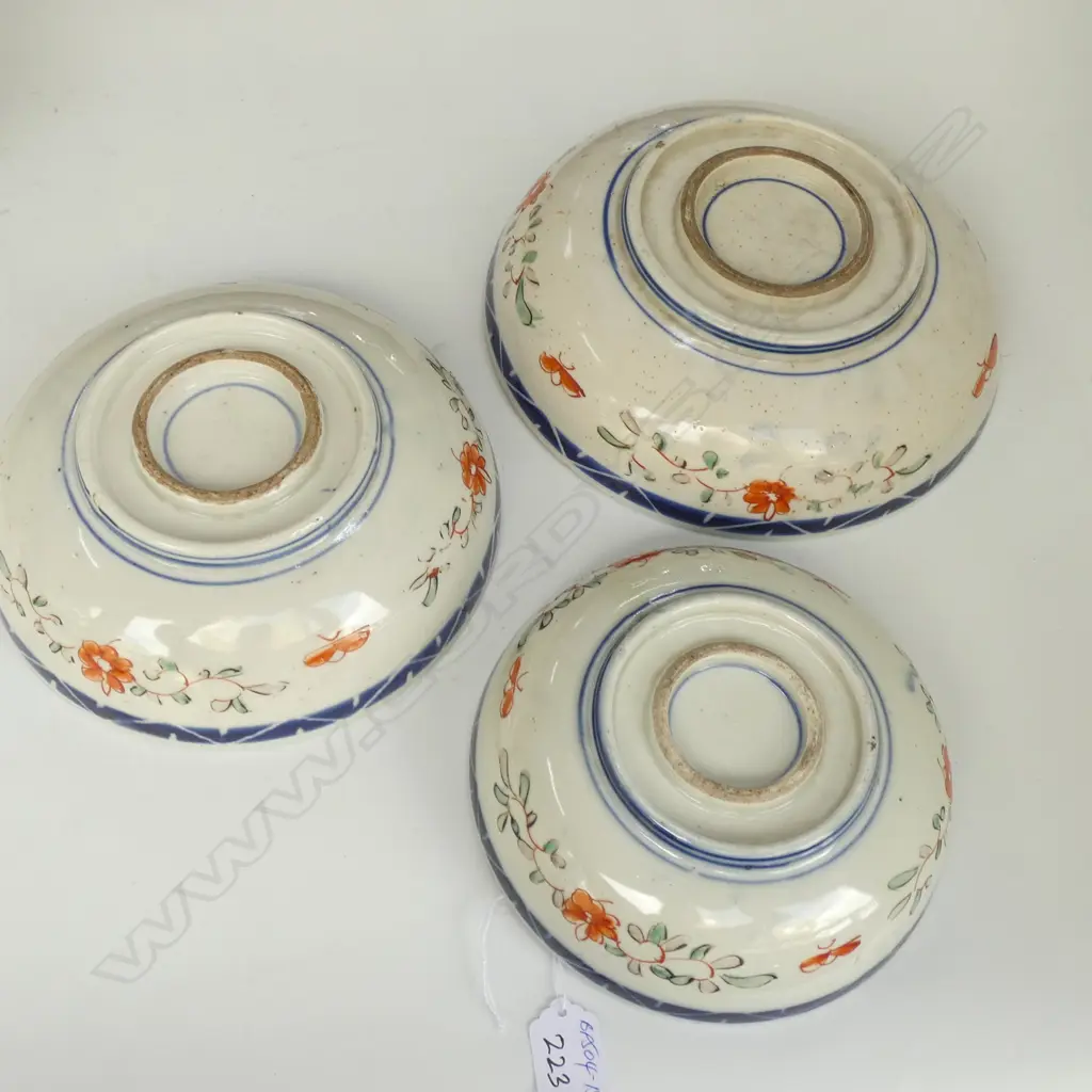 SET 3 JAPANESE KUTANI BOWLS MEIJI PERIOD... Image 1++