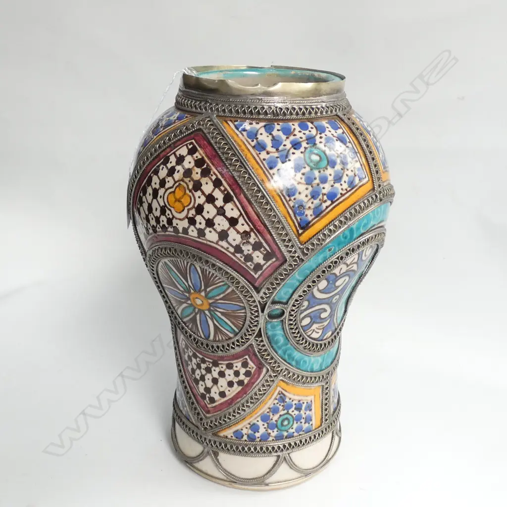 MOROCCAN VASE WITH SILVER OVERLAY H 290 MM Image 1++
