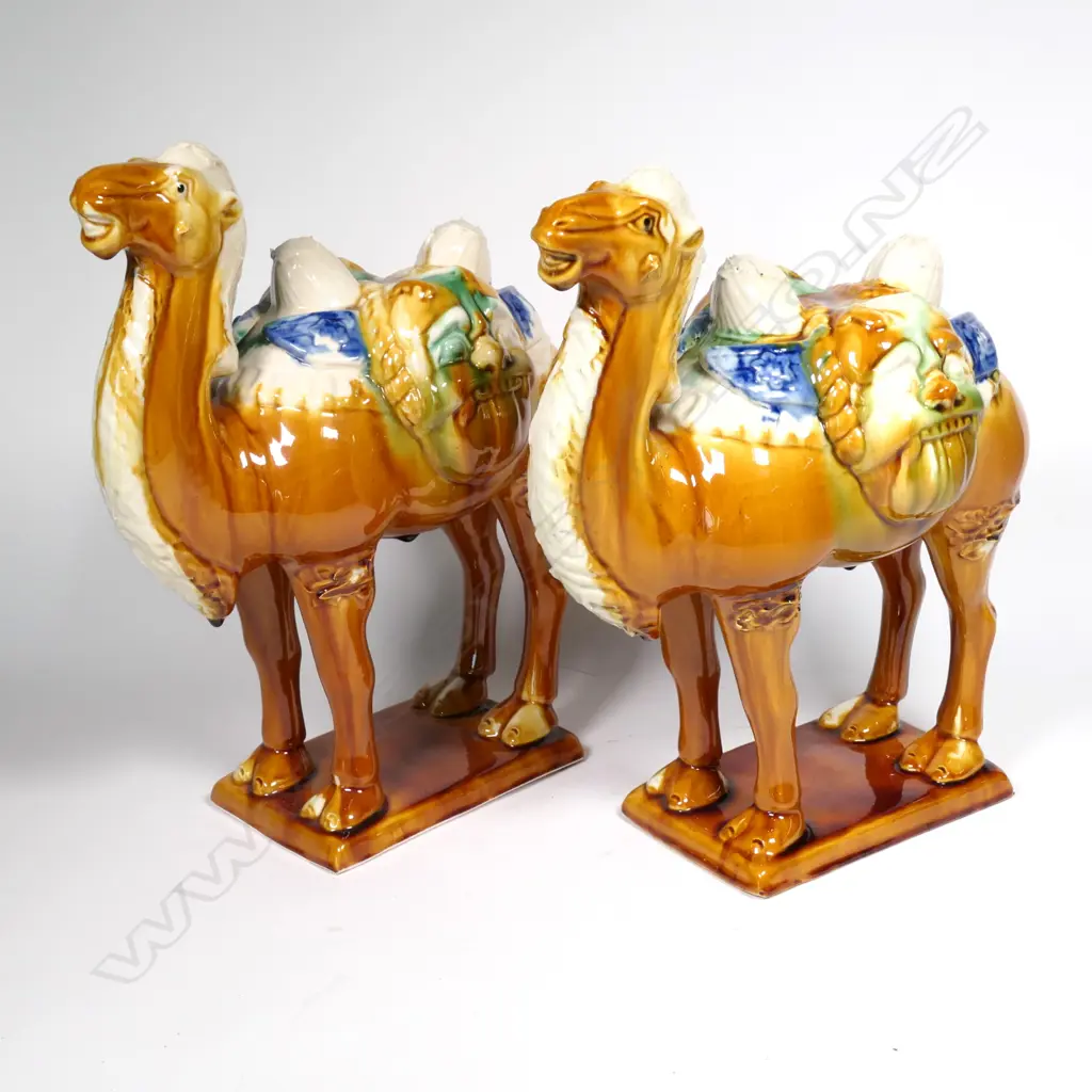 PR OF MED TANG STYLE SANCAI GLAZE CAMELS, H. 310MM Image 1++