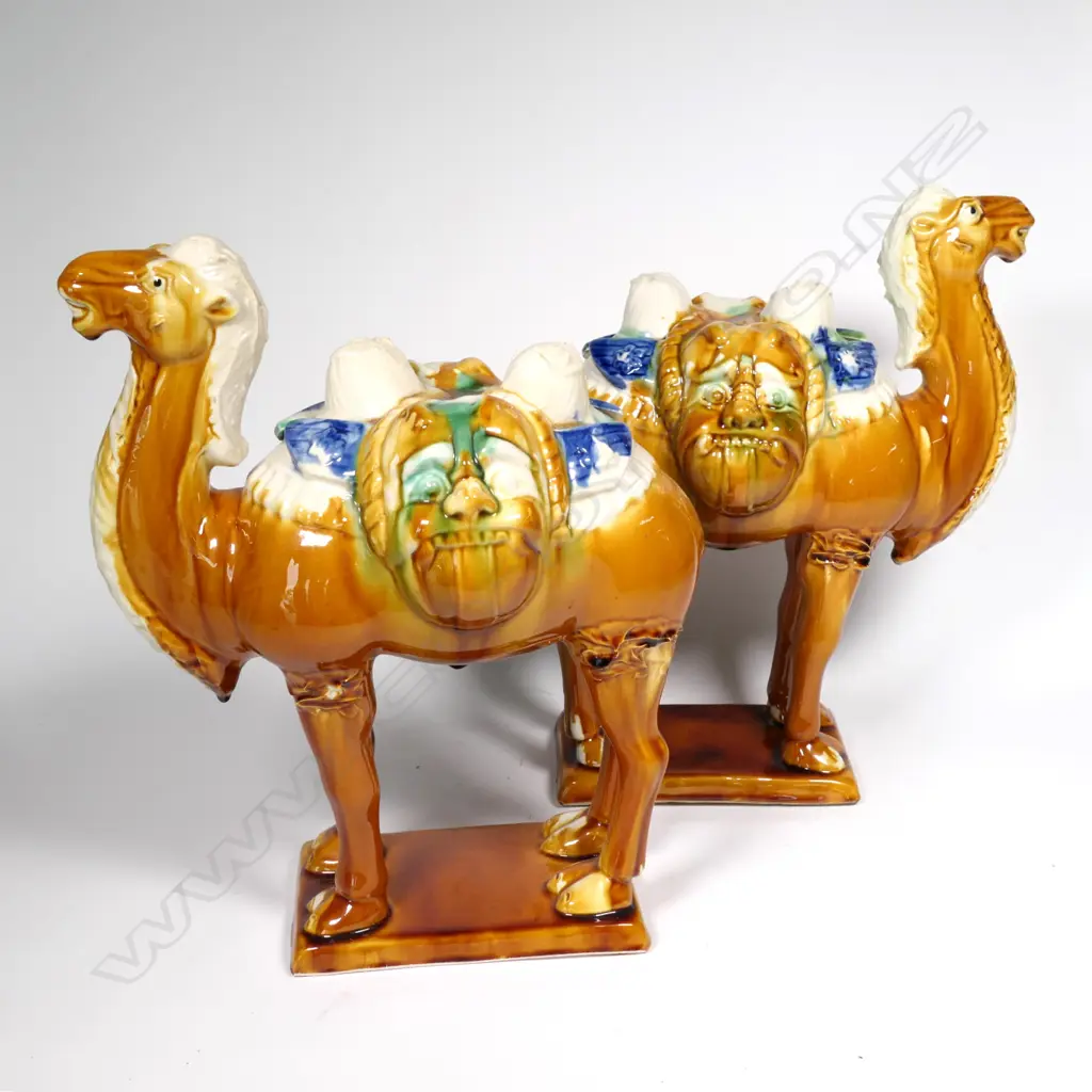 PR OF MED TANG STYLE SANCAI GLAZE CAMELS, H. 310MM Image 1++