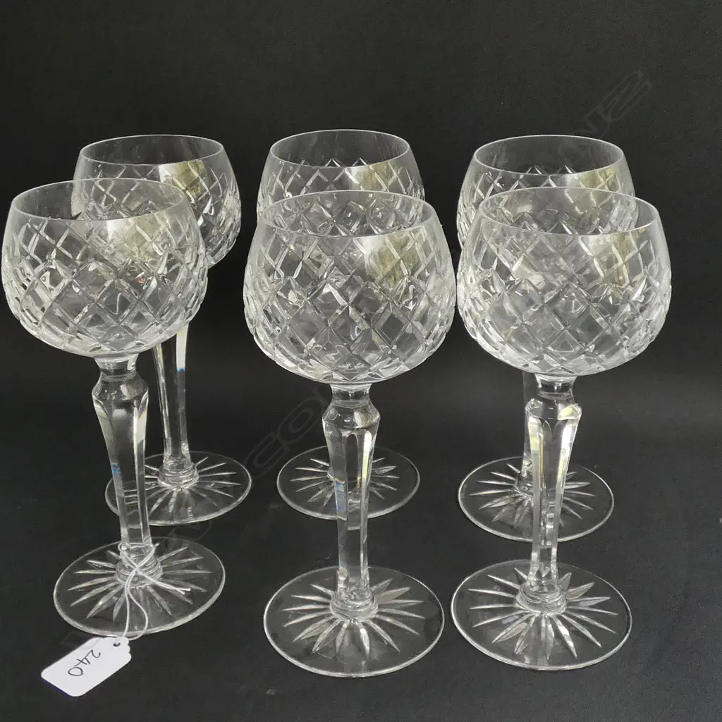 6 CUT CRYSTAL WINE GLASSES Image 1++