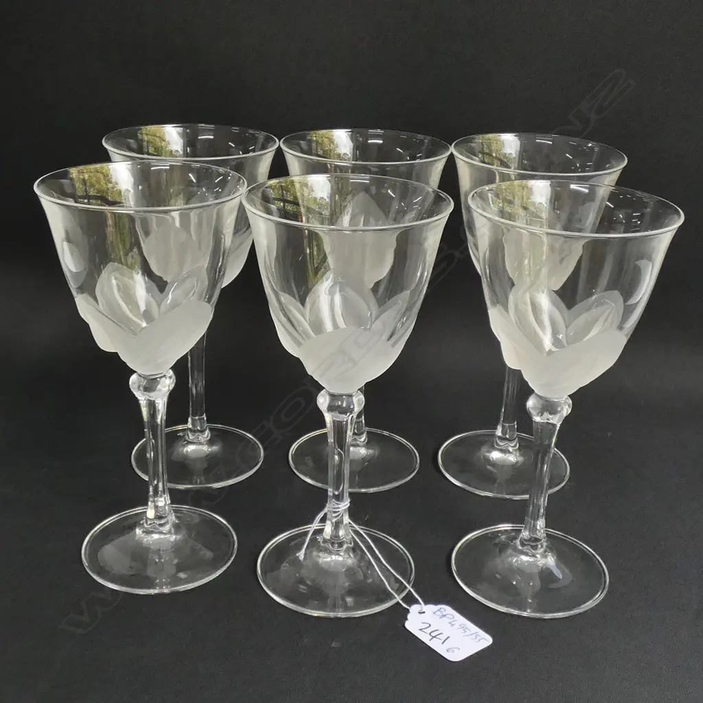 SET OF 6 J. G. DURAND FLORENCE SATINE CRYSTAL WINE GLASSES H. 170MM Image 1++