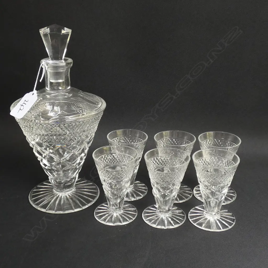 CUT CRYSTAL DECANTER + 6 GLASSES Image 1++