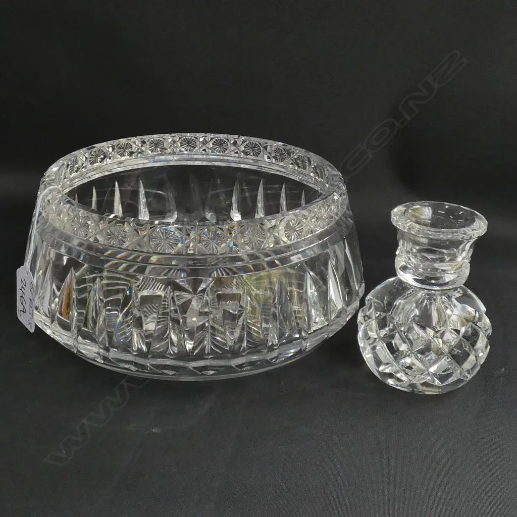 CUT CRYSTAL BOWL & CANDLESTICK  Image 1++