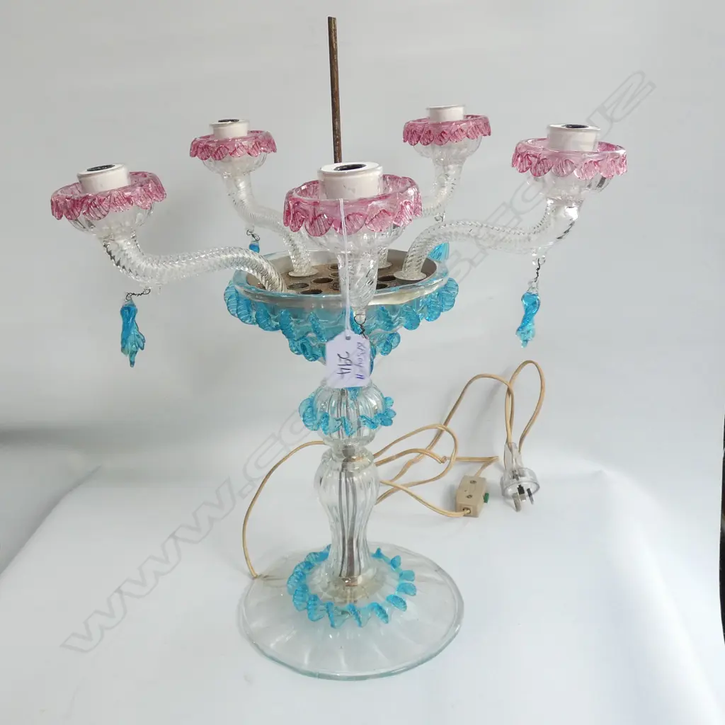 VENETIAN GLASS 5 BRANCH TABLE LAMP Image 1++