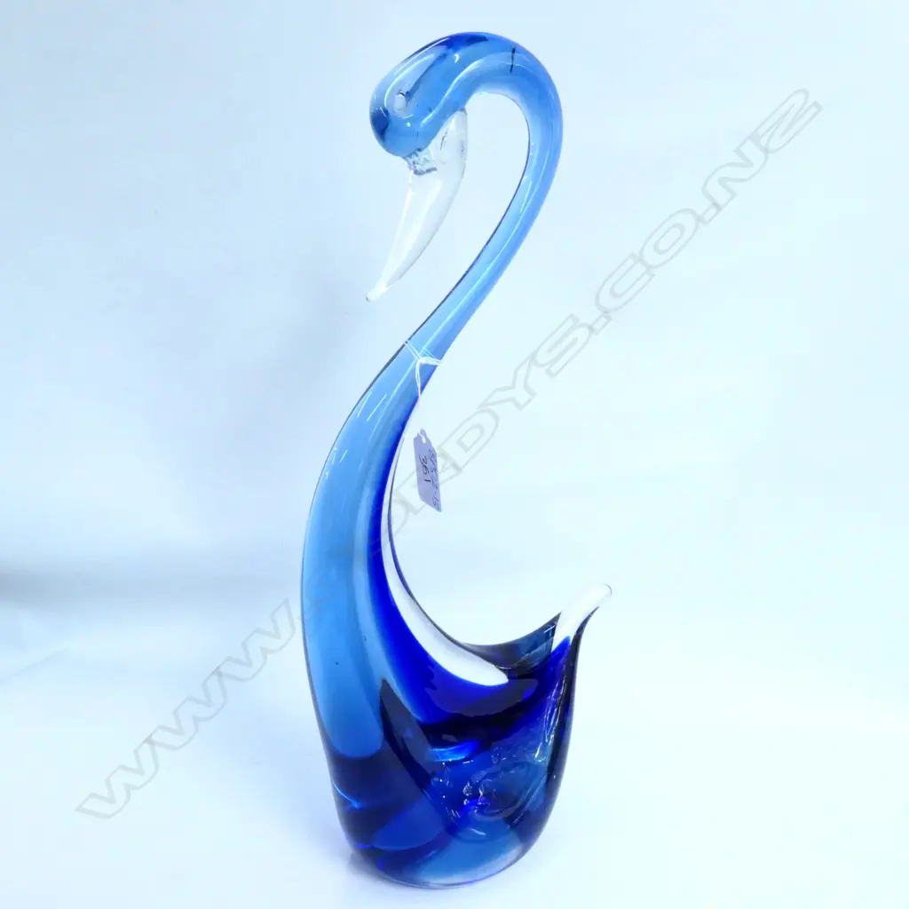 BLUE GLASS STYLISH TALL BIRD H.385mm Image 1++