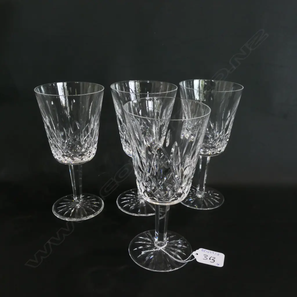 FOUR LARGE WATERFORD LISMORE WHITE WINE GLASSES, H. 175MM Image 1++