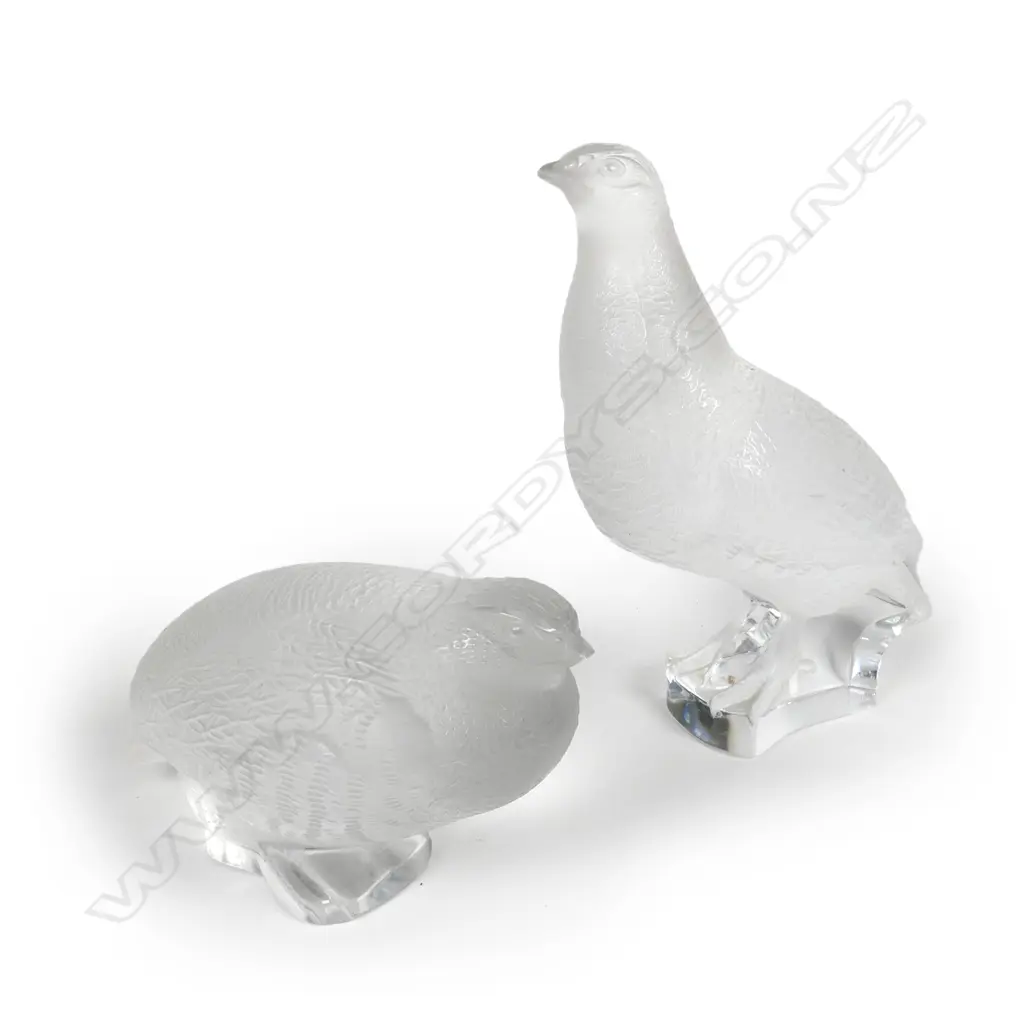 Two Lalique glass partridge ornaments Image 1++