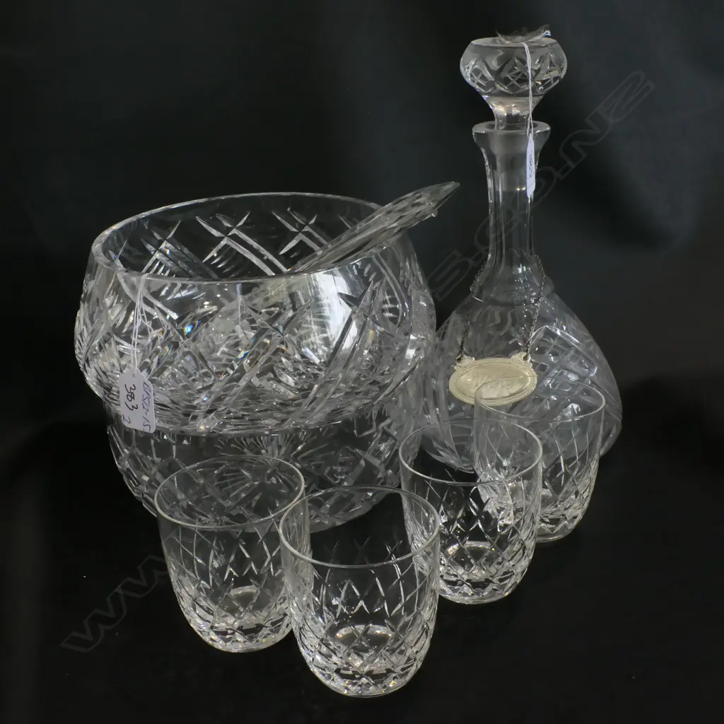 CRYSTAL BOWL, 3 FORKS, 4 TUMBLERS  Image 1++