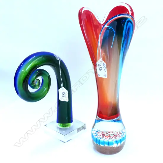 MILLIFIORI BASED GLASS VASE + KORU ART GLASS