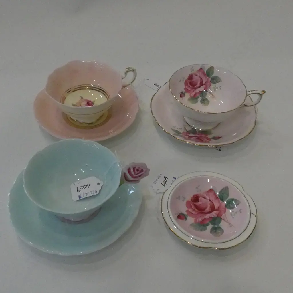 THREE PARAGON CUPS & SAUCERS + ROSE ASHTRAY Image 1++