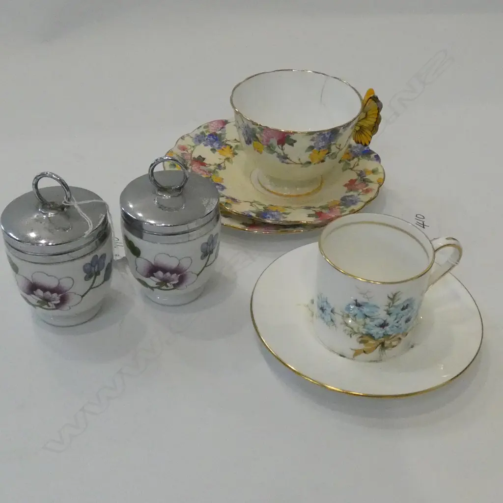 PR R. WORCESTER EGG CODDLERS + 2 AYNSLEY CUP/SAUCER/TRIO (1 AF) Image 1++