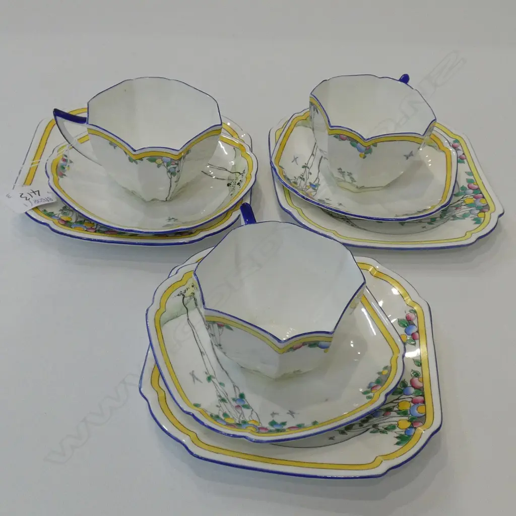 THREE SHELLEY QUEEN ANNE TRIOS, RD 723404 Image 1++