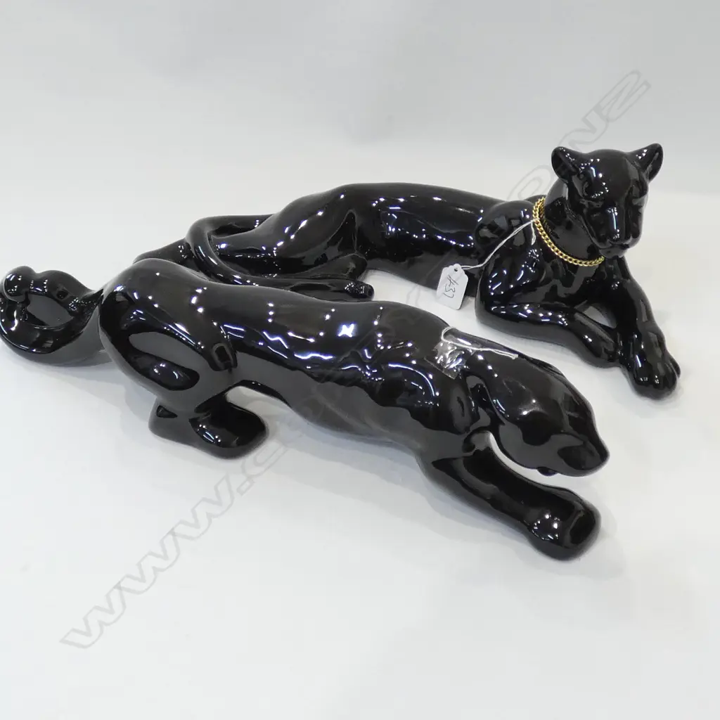 2 BLACK CERAMIC PANTHERS L. 480MM Image 1++
