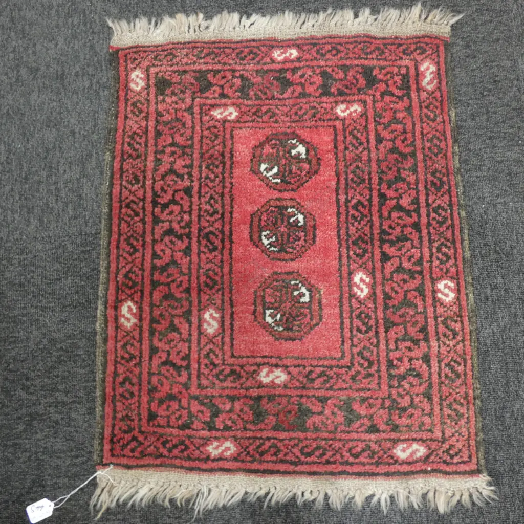HAND KNOTTED ALL WOOL SMALL RUG 650 X 530MM Image 1++