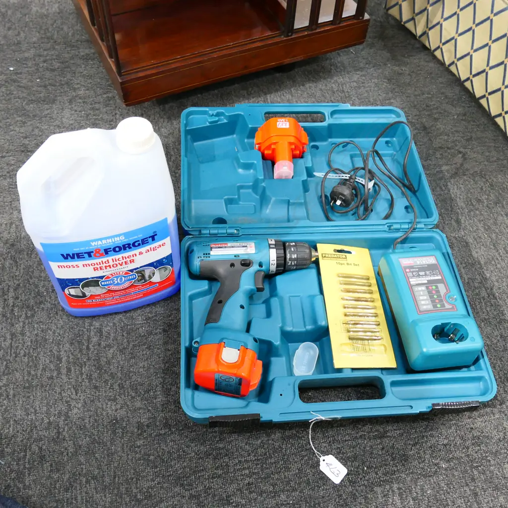 MAKITA CORDLESS DRILL + WET AND FORGET SOME USED Image 1++