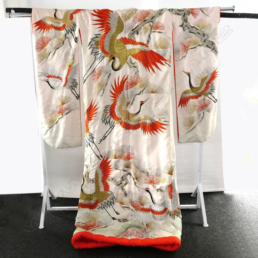 IMPRESSIVE ORIENTAL CEREMONIAL KIMONO, W DISPLAY POLE, L. 1.8M Image 1++