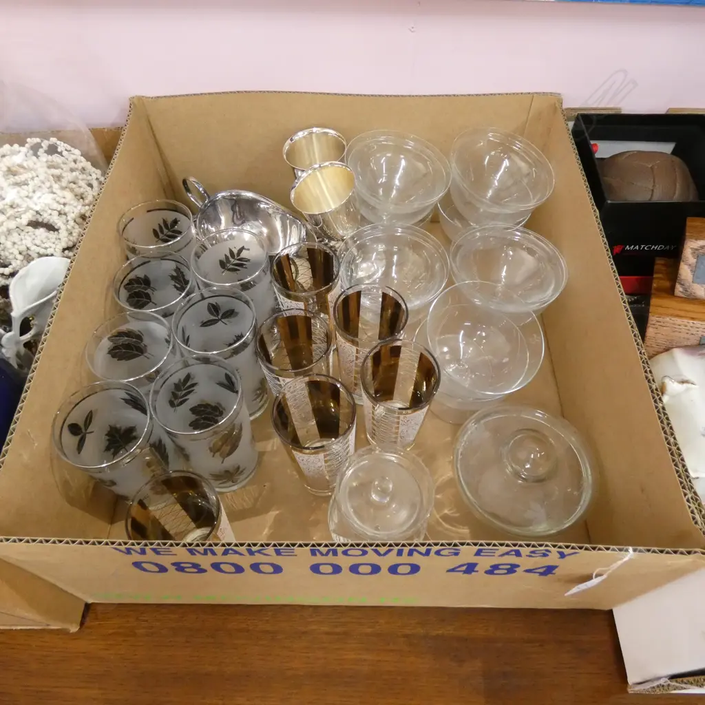 BOX DRINKING GLASSES + BOWLS + S/PLATE GOBLETS ETC Image 1++