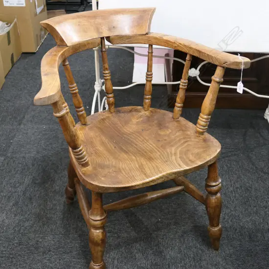 ANTIQUE ELM CAPTAINS CHAIR W. 660MM