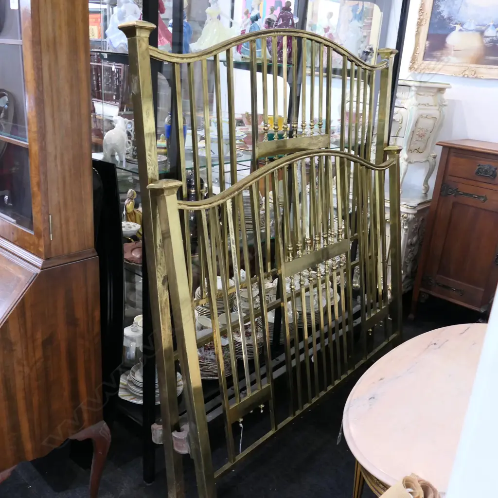 BRASS DOUBLE BED ENDS AND RAILS Image 1++