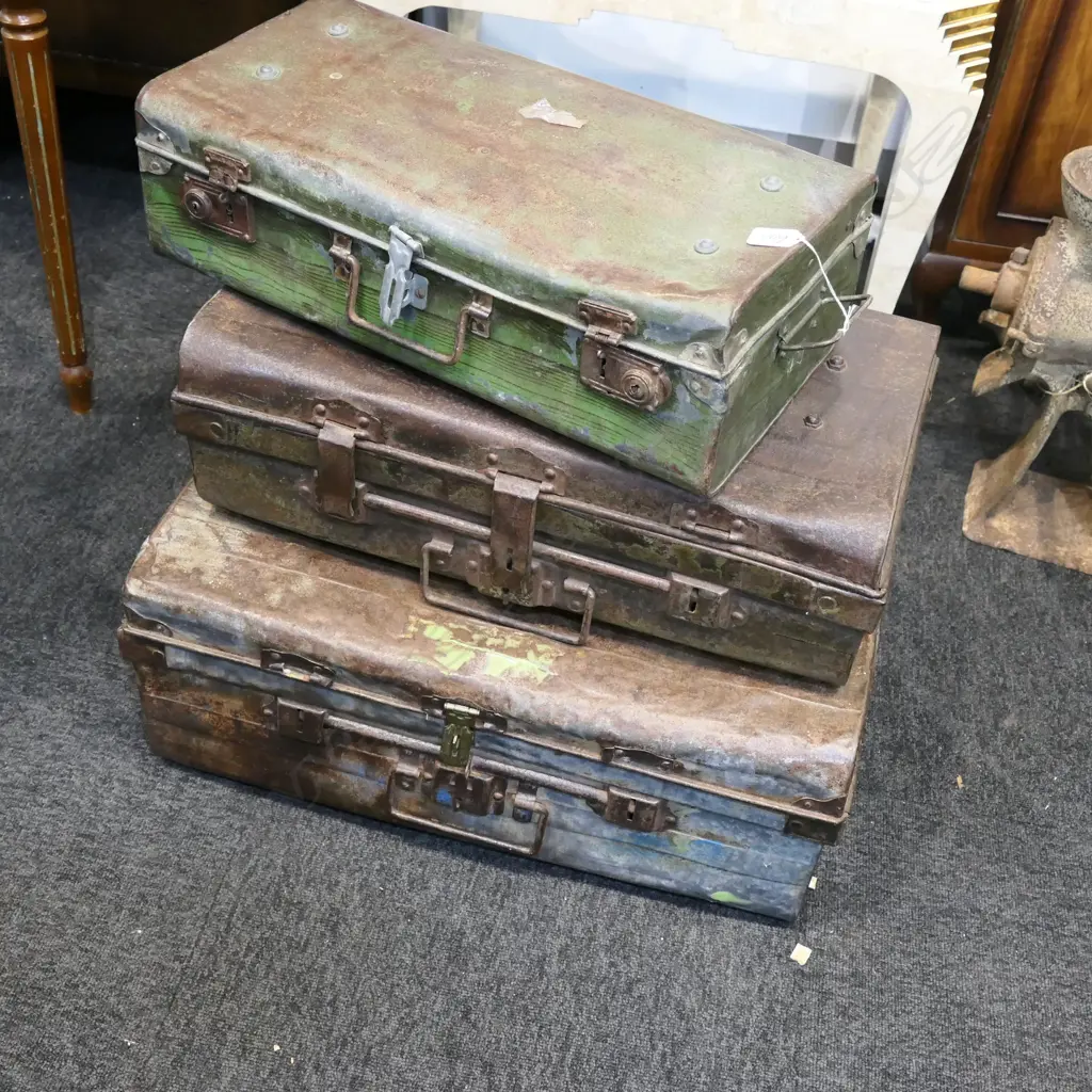 3 OLD TIN TRUNKS Image 1++