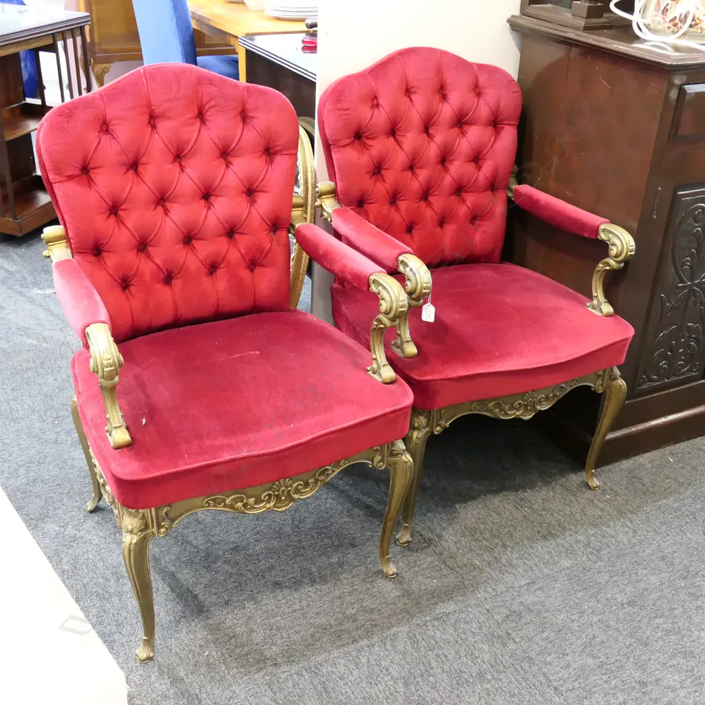 PR OF METAL FRAMED FRENCH STYLE ARMCHAIRS Image 1++