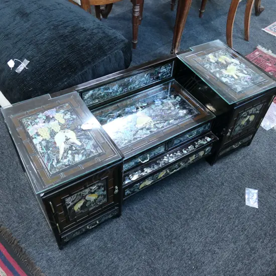 KOREAN MOTHER OF PEARL INLAID DRESSING TABLE WITH MIRROR