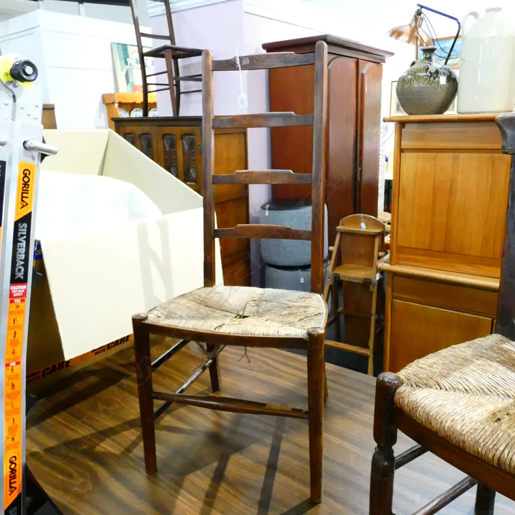 ANTIQUE LADDERBACK CHAIR WEBBING AF H. 960MM Image 1++