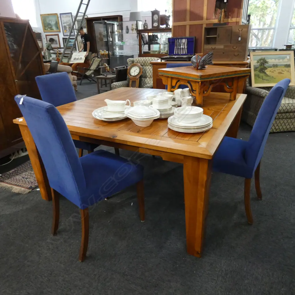 KAURI DINING TABLE + 4 HIGH BACK CHAIRS 1500 X 1500 MM Image 1++