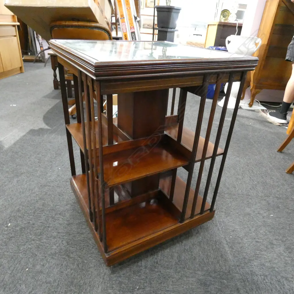 EDWARDIAN REVOLVING BOOK CASE H 770 MM Image 1++