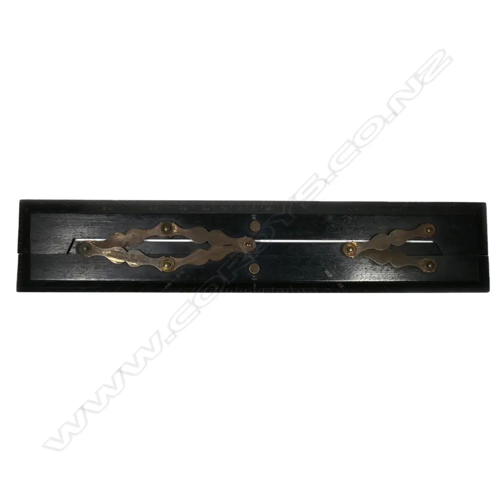 18” EBONY & BRASS 3 BAR PARALLEL RULE      Image 1++