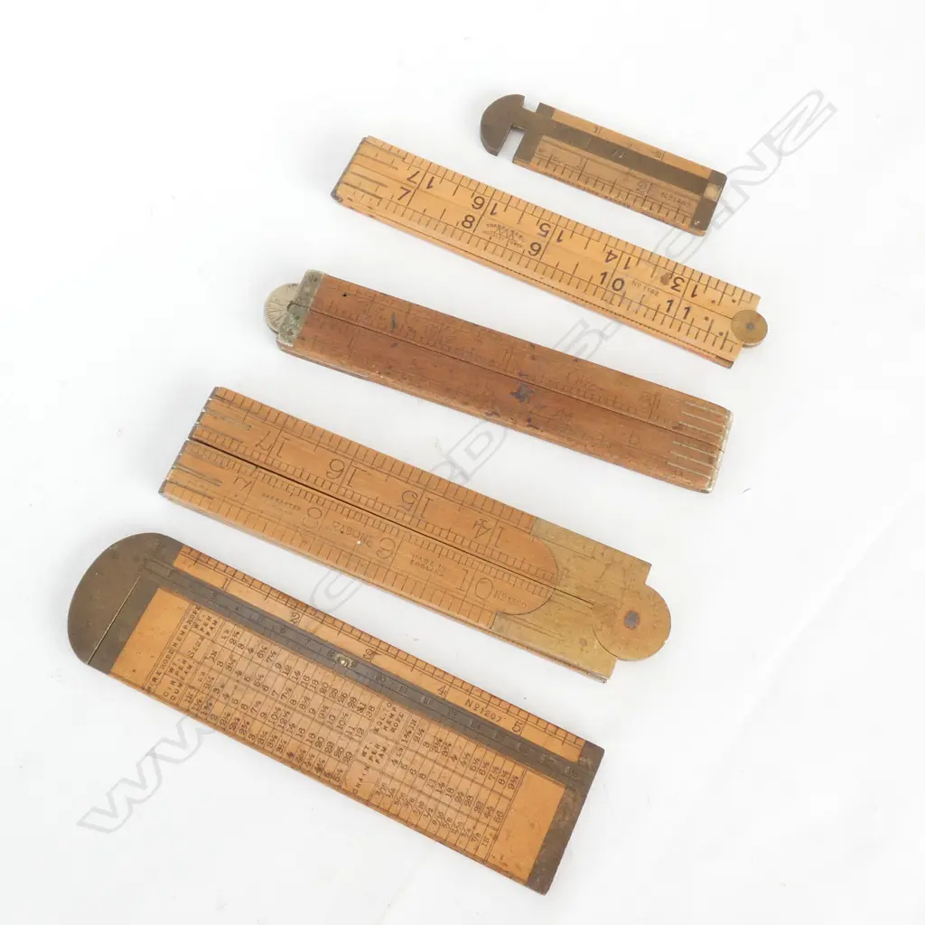 3 FOLDING RULERS + 2 CALIPER RULES Image 1++