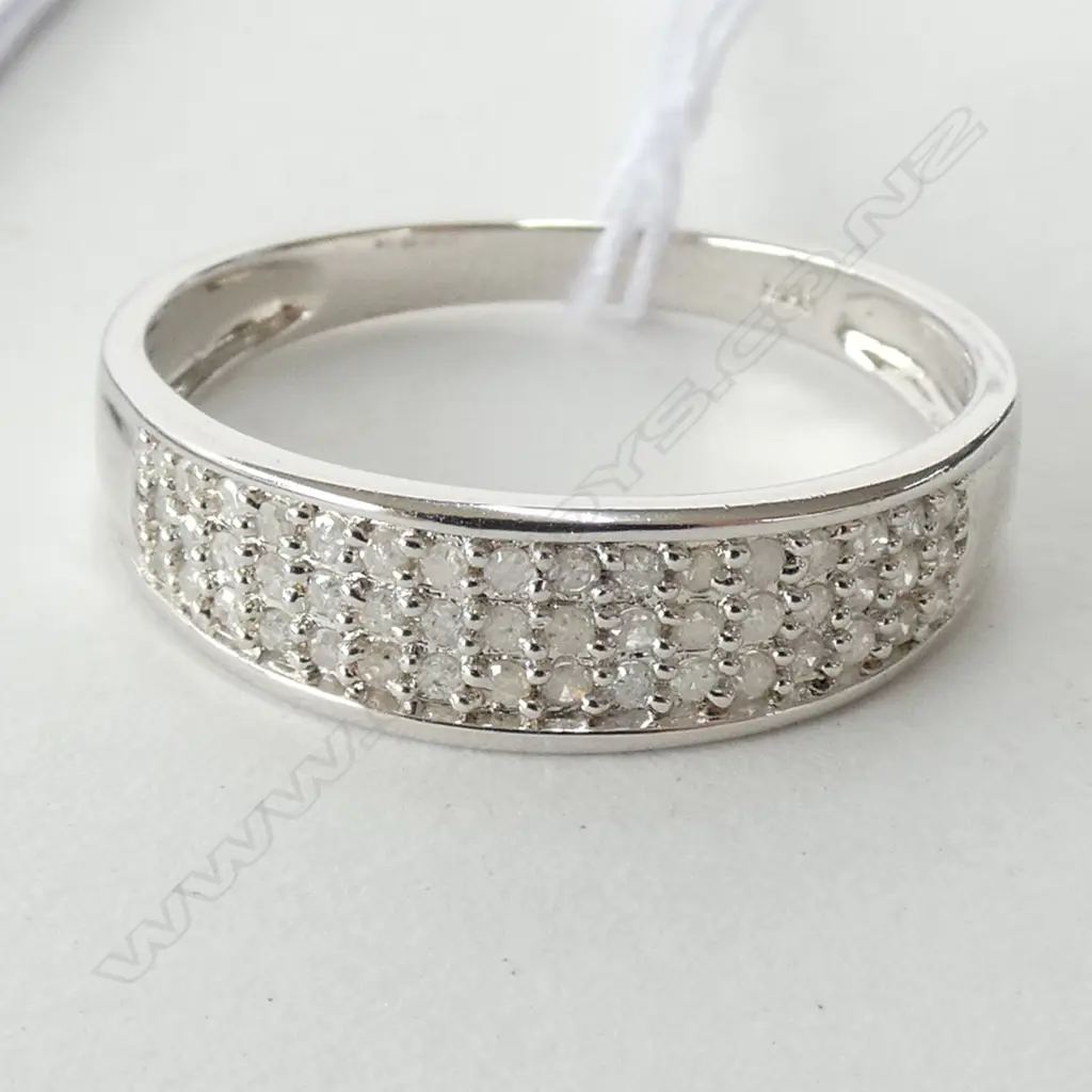 MODERN BAND DIAMOND RING GOLD PLATED 925 WITH APPRAISAL Image 1++