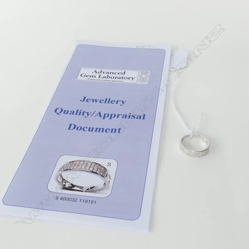 MODERN BAND DIAMOND RING GOLD PLATED 925 WITH APPRAISAL Image 1++