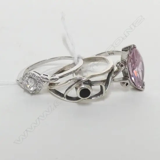 3 STG SILVER RINGS