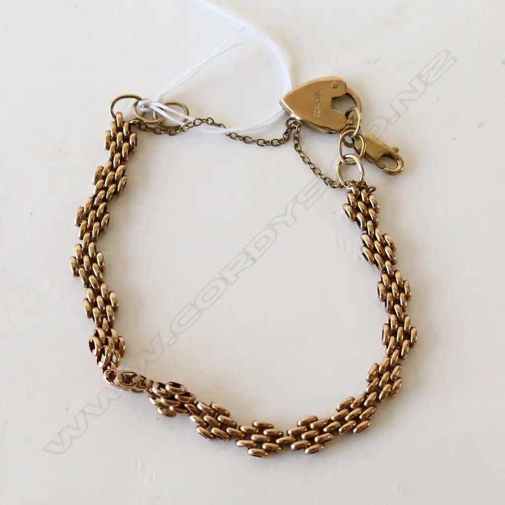 9ct ROSE GOLD GATE STYLE BRACELET 10.62gm Image 1++