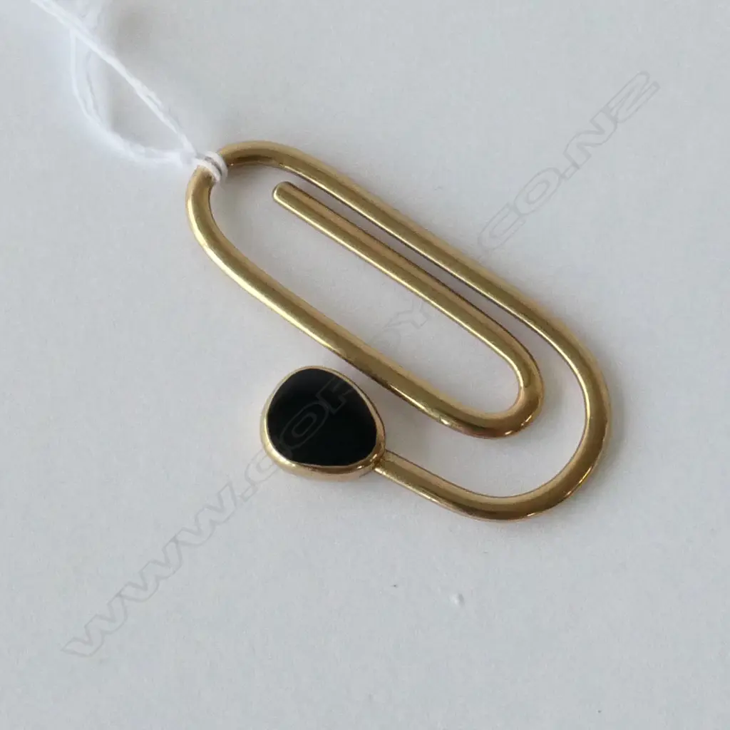 9CT GOLD & ONYX MONEY CLIP 5.57gm Image 1++