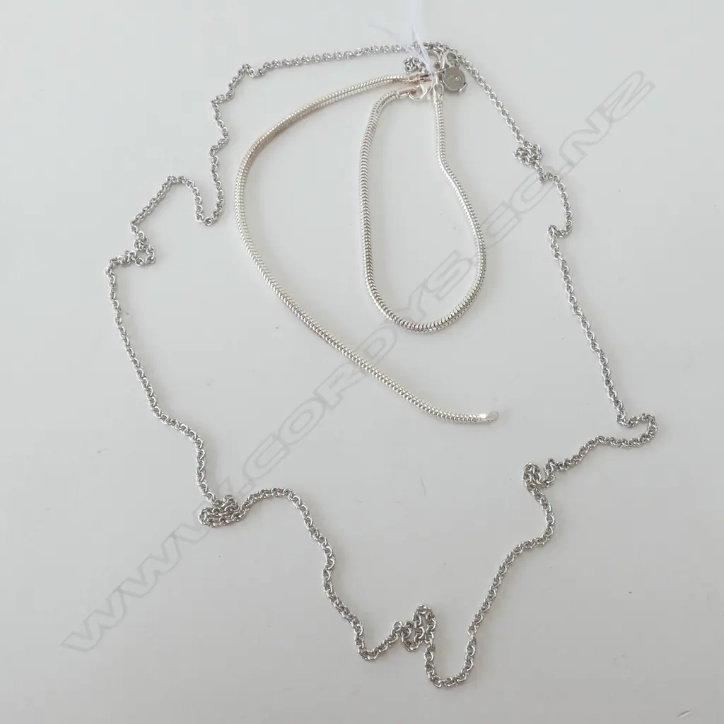 925 STG SILVER NECKLACE & 2 BRACELETS 30GRAMS TOTAL Image 1++