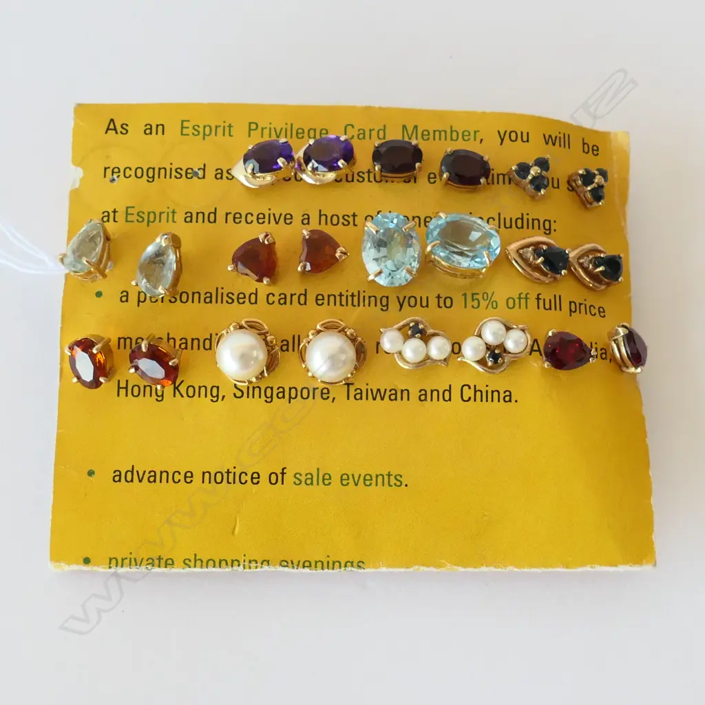 EARRINGS PRECIOUS OR SEMI-PRECIOUS STONES SET IN 14 CT GOLD, 11 PAIRS  Image 1++