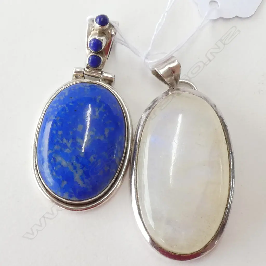 2 SILVER MOUNTED PEDANTS LAPIS + ONE QUARTZ STYLE Image 1++
