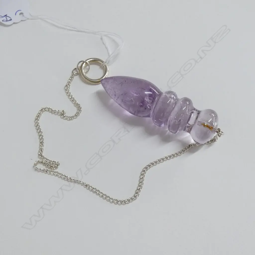 AMETHYST PENDANT ? ON SILVER CHAIN Image 1++
