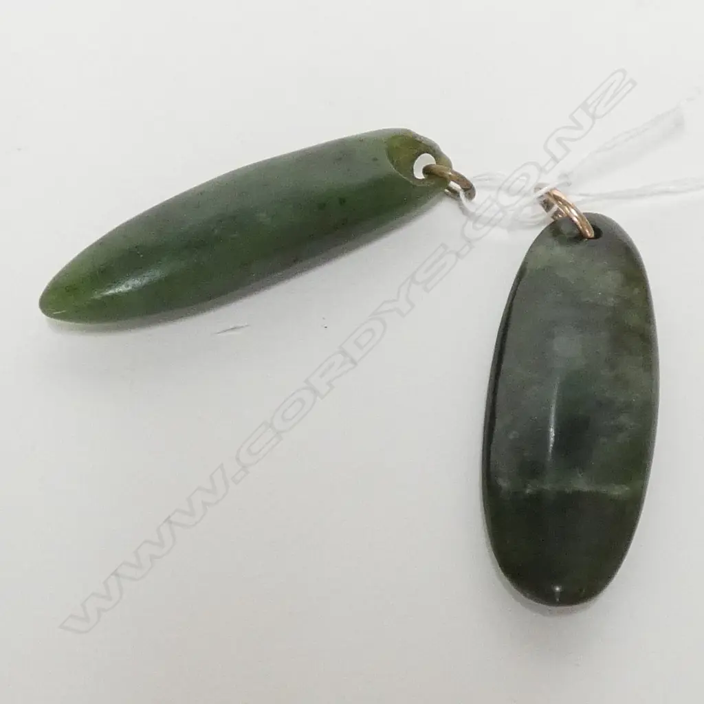 2 GREENSTONE PENDANTS  Image 1++