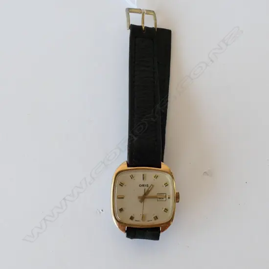 ORIS GENTS WATCH, DATE, WORKING, SWEEP SECONDS, LEATHER STRAP