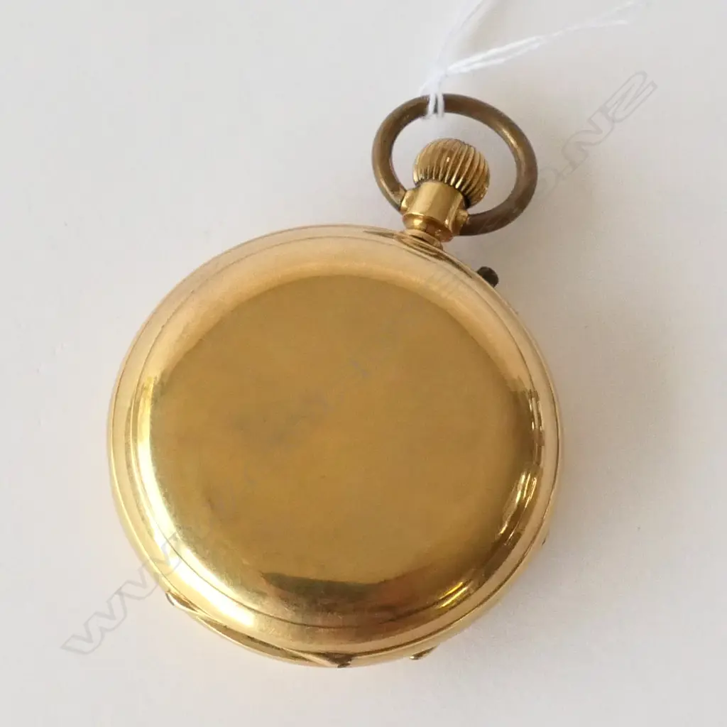 18CT GOLD FULL HUNTER POCKET WATCH (PLATED DUST COVER) WORKING BUT GLASS ABSENT 77.38gm (including movement) Image 1++