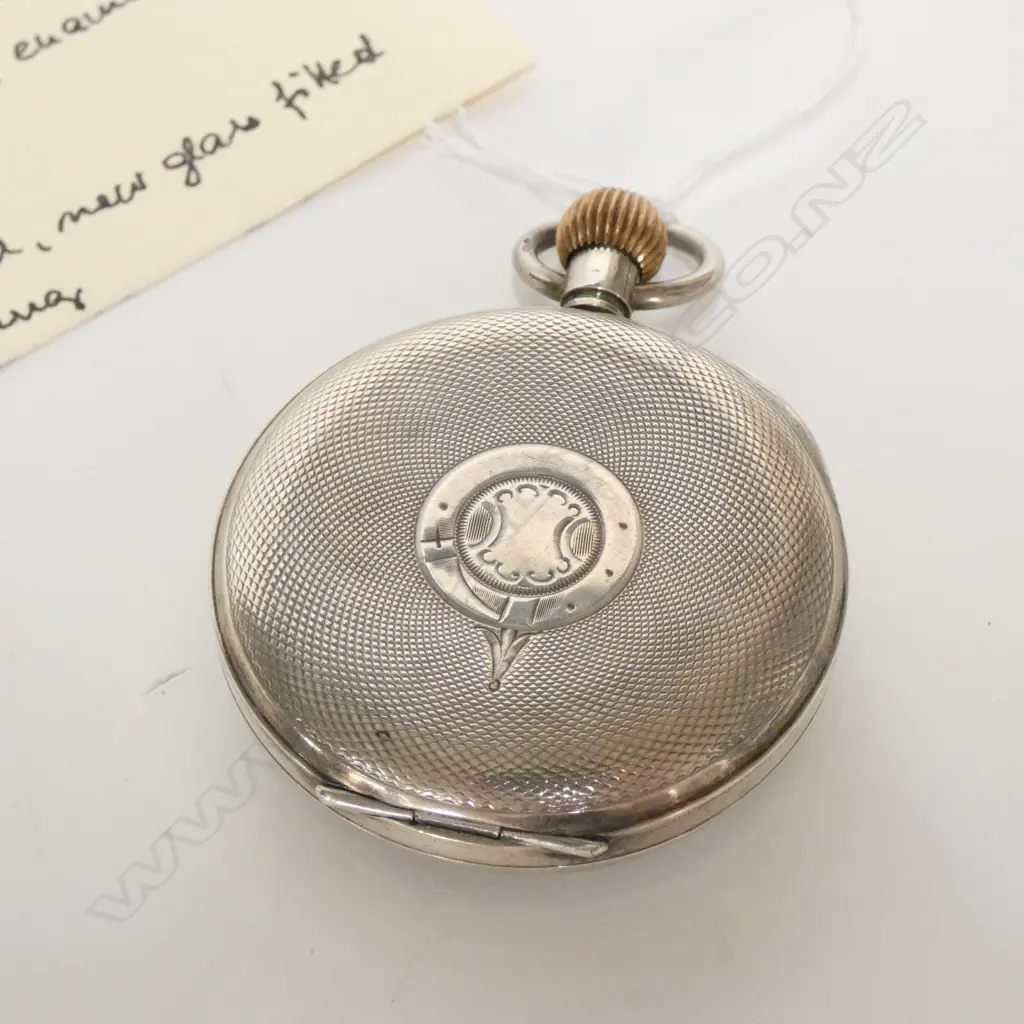 STG SILVER OPEN FACE POCKETWATCH B'HAM 1916 WORKING Image 1++