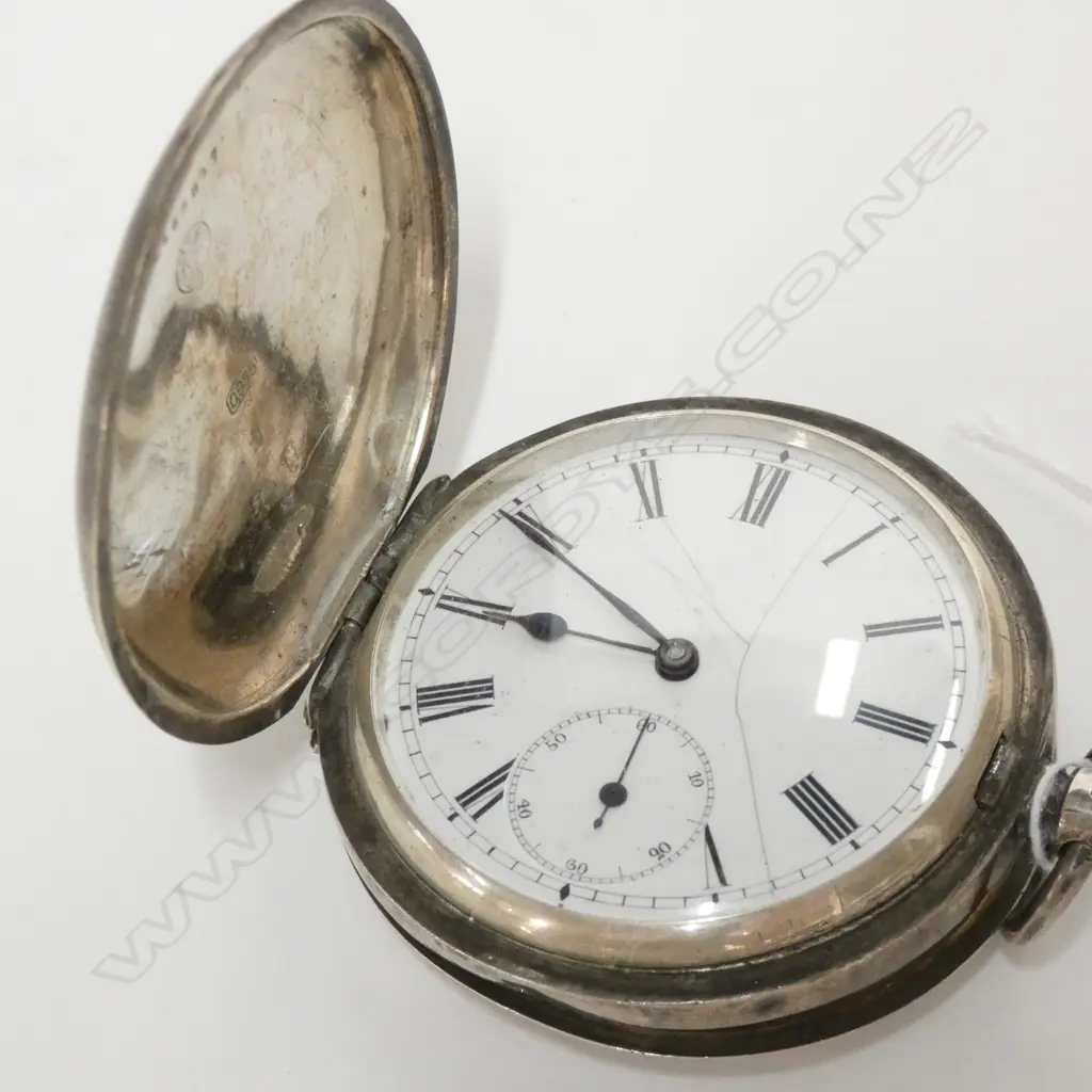 STG SILVER FULL HUNTER POCKETWATCH OMEGA Image 1++
