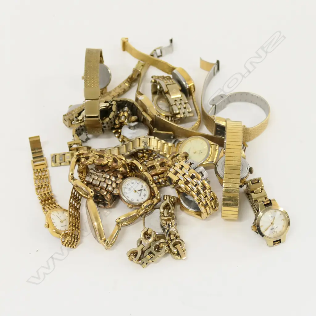 BAG OF LADIES WATCHES GOLD PLATED ETC Image 1++