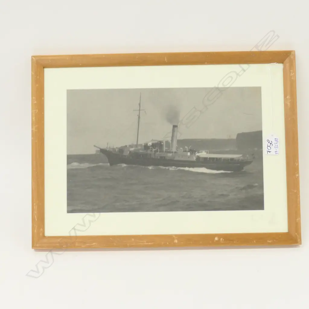 ANTIQUE PHOTOGRAPH OF A SHIP, THE MANUKAU?, 445MM Image 1++