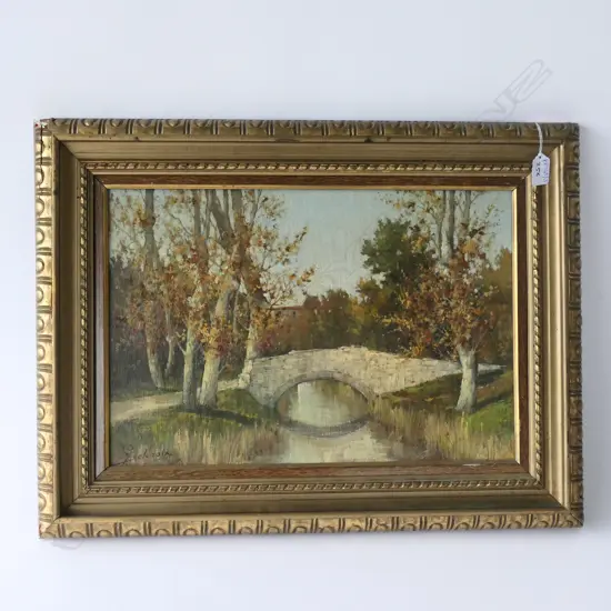 SIGNED OIL ON BOARD GILT FRAMED LANDSCAPE AF 620 X 425MM