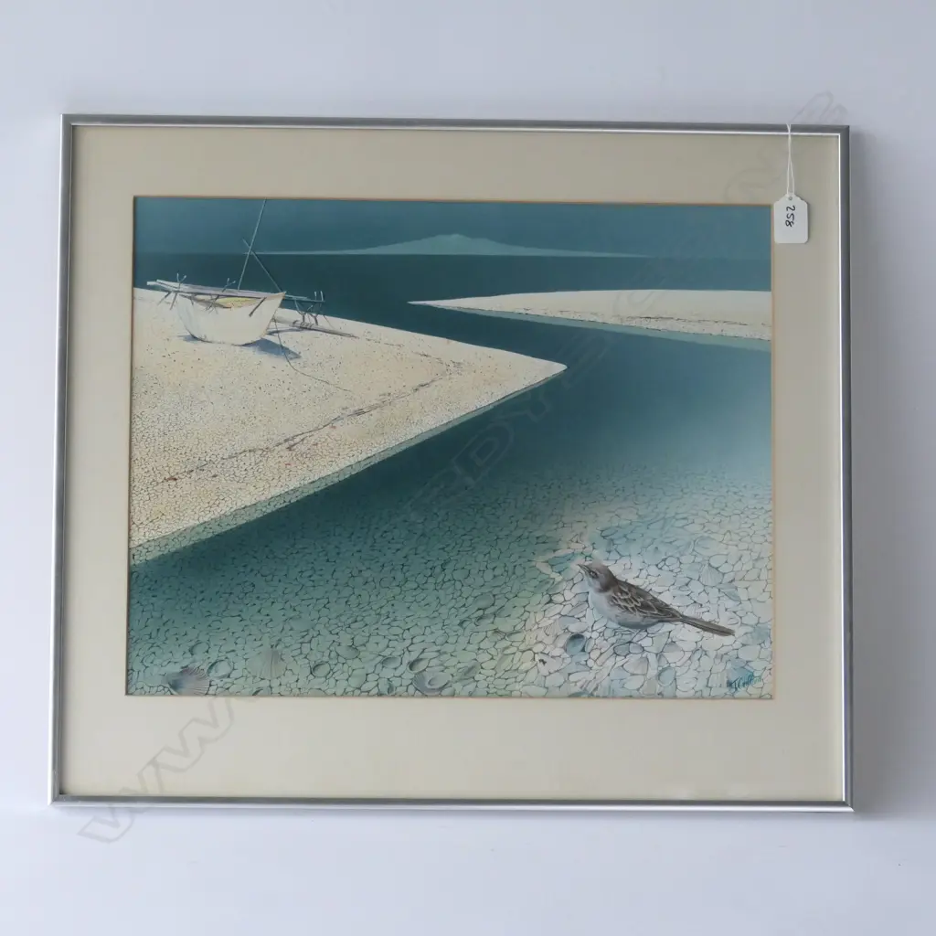 JOHN CLIFFORD (b.1932) ACRYLIC ON PAPER, 'OMAHA BEACHCOMBER' SIGNED, TITLED VERSO. 350 x 455mm (IMAGE) Image 1++